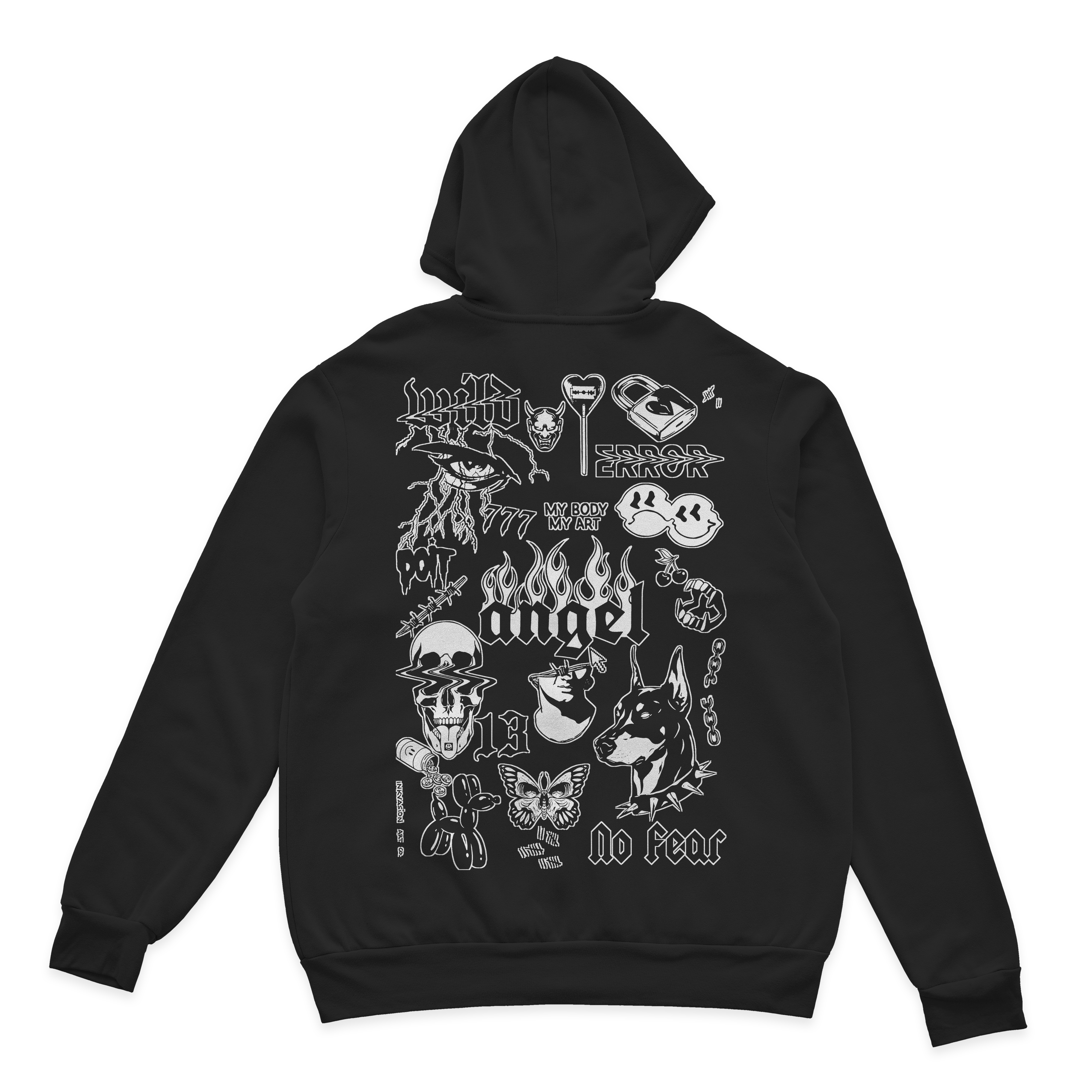 HOODIE ANGEL BLACK WORK