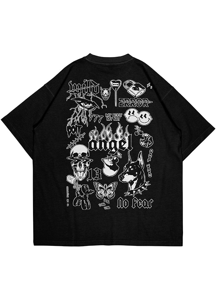 ANGEL BLACK WORK TEE